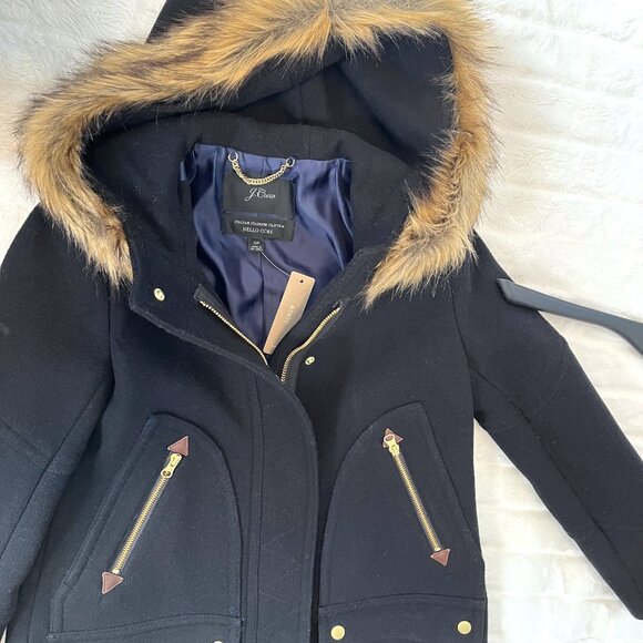 NWT J. Crew Chateau Parka Wool Peacoat (Black) 0P - Picture 7 of 12